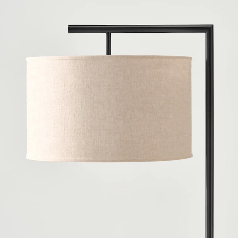 Brightech Montage Modern 60 in. Modern LED Super Bright Floor Lamp with White Fabric Drum Shade