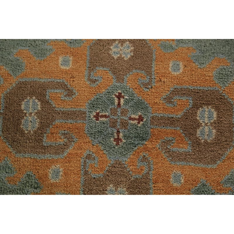 Geometric Khotan Oriental Large Area Rug Hand-Knotted Wool Carpet - 8'11" x 17'7"