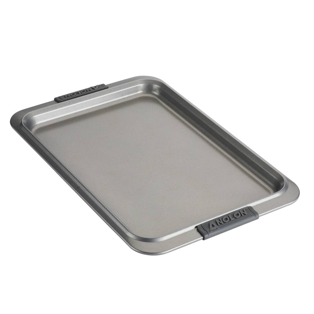 Anolon Advanced Bakeware Nonstick Cookie Sheet, 10-Inch x 15-Inch, Gray with Silicone Grips