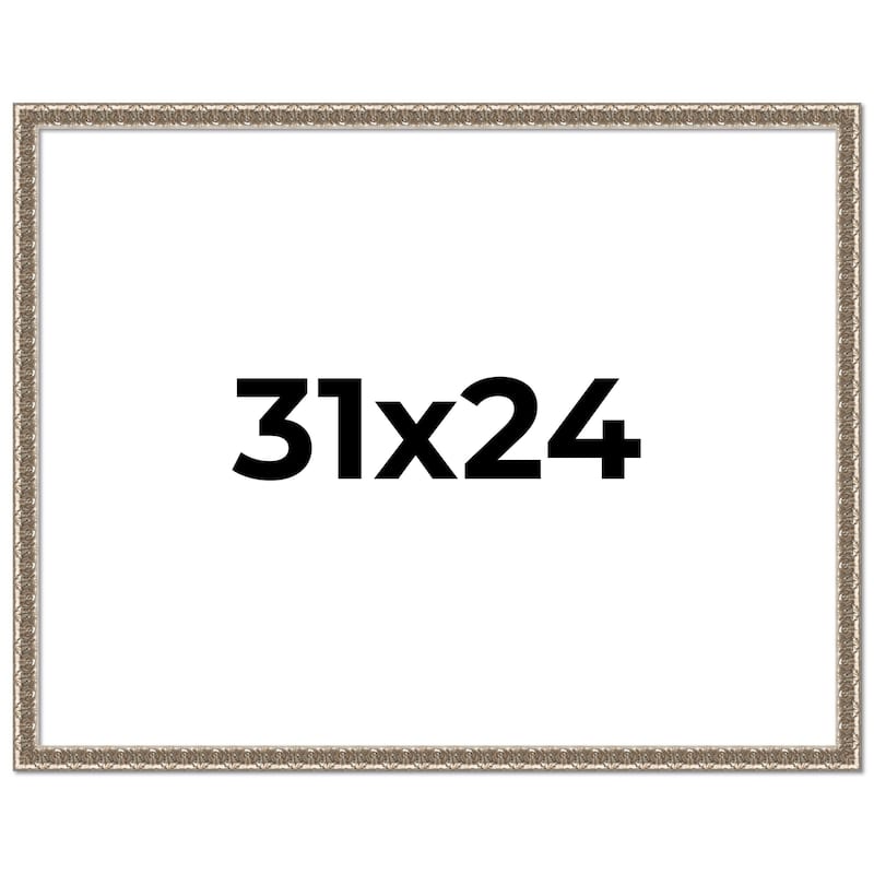 31x24 Frame Silver Versailles Ornate Solid Wood Picture Frame | 1 Inch