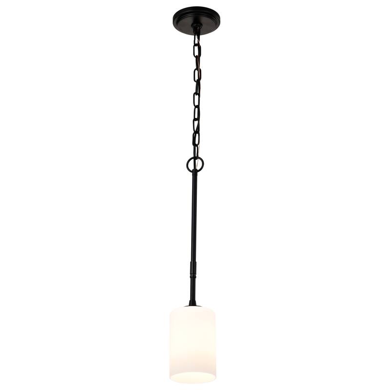 Liam 1 Light Mini Pendant Matte Black White Opal Glass - Matte Black