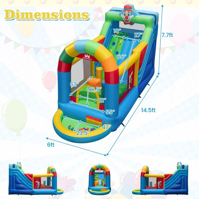 14.5x6FT Inflatable Bounce House Blow Up Castle w/ 735W Blower - Colorful