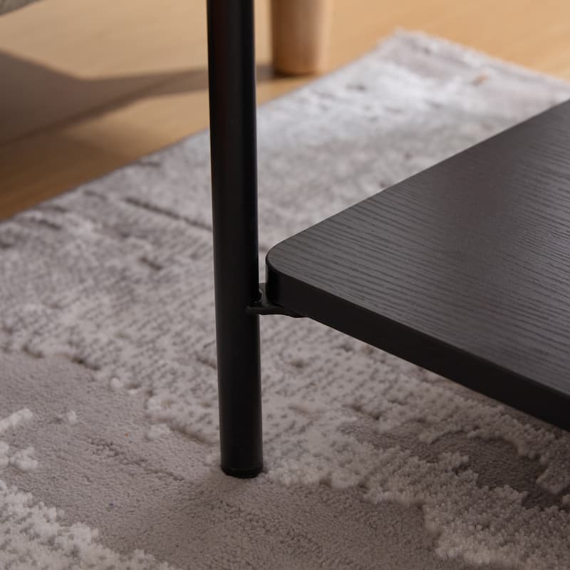 30.7"W Modern Ottoman Coffee Table,Upholstered Bench Footrest with Wood Storage Shelf