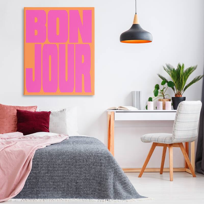 Stupell Bonjour Pink & Orange Canvas Wall Art Design By House of Lulu