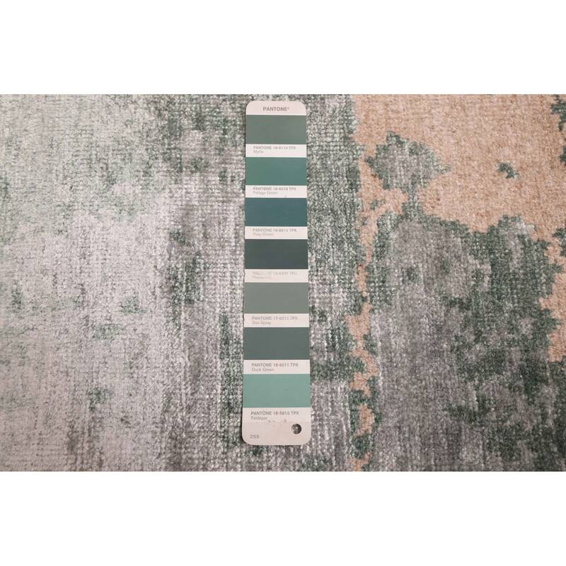 ECARPETGALLERY Hand-knotted Legacy Dark Green, Tan Silk, Wool Rug - 2'7 x 19'6