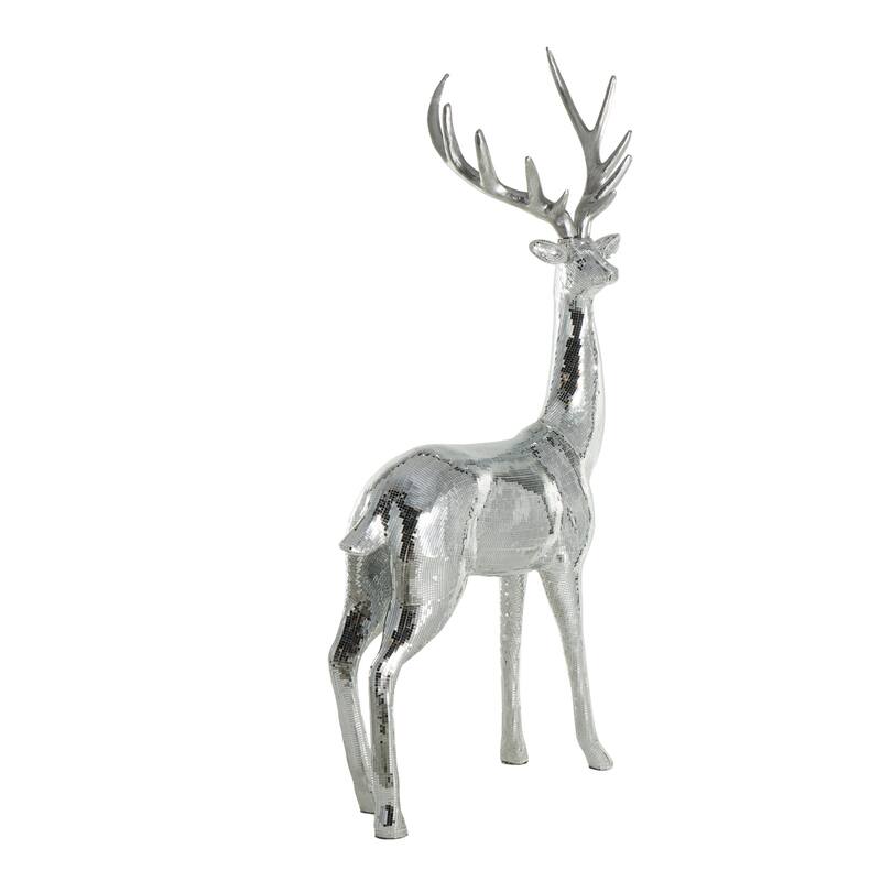 Fiberglass Reindeer Floor Decorative Christmas Sculpture with Mosaic Pattern - Copper or Silver - Roche River Decor
