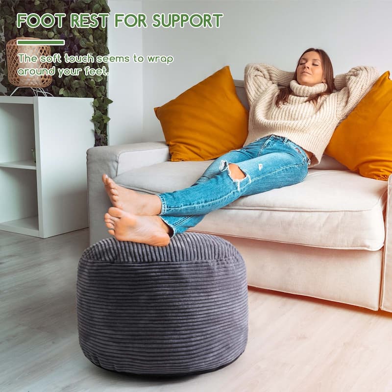 Round Corduroy Pouf Ottoman 20-inch/26inch