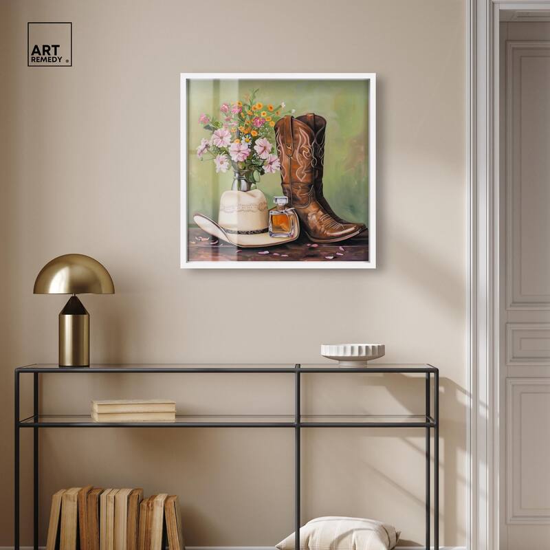 Spring Green Cowboy Necessities Shadowbox by Art Remedy