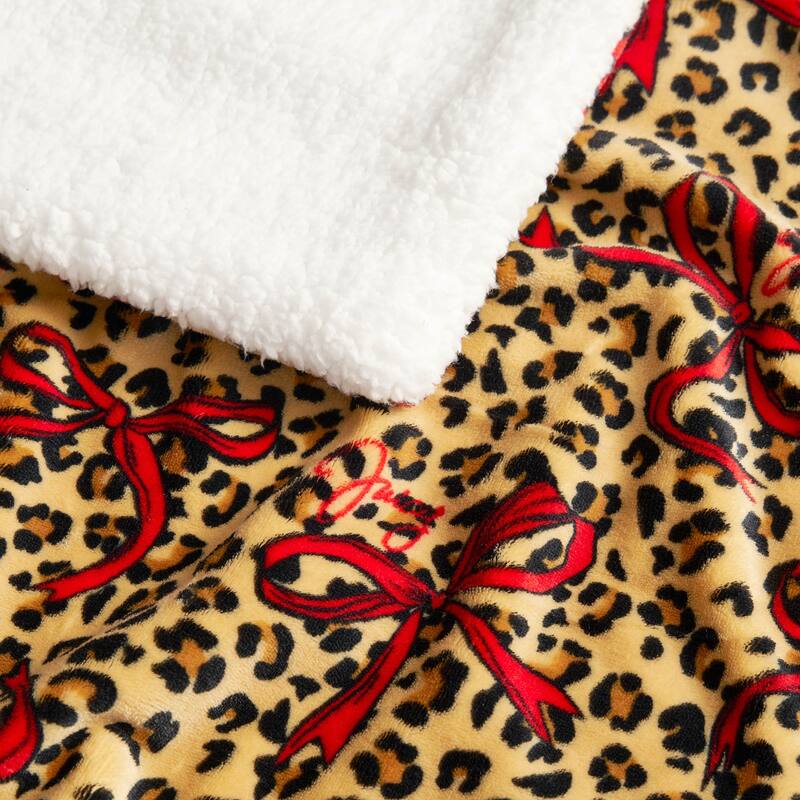 Juicy Couture Plush Reversible Sherpa Throw Blanket