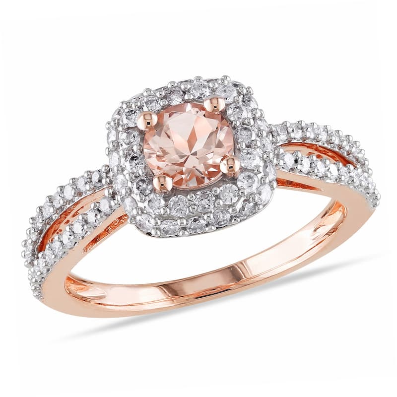 Miadora Signature Collection 14k Rose Gold 1/2ct TDW Diamond Morganite Ring (G-H, I1-I2)