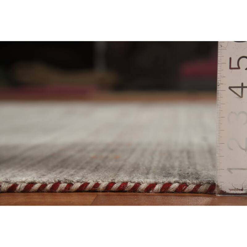 Hand Knotted Oriental 100% Wool Carpet Tribal Animal Pictorial Greys & Charcoal Gabbeh Area Rug - 9' 11'' X 7' 9''