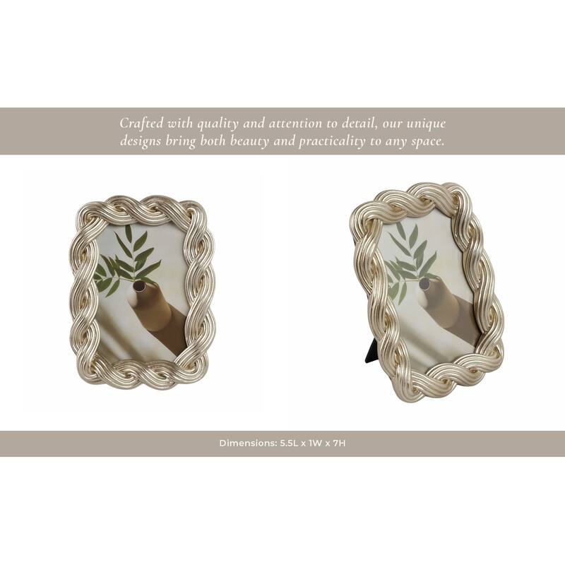 Decorative Resin and Glass Frame Twisted Rope Design - 5"x7", Gold