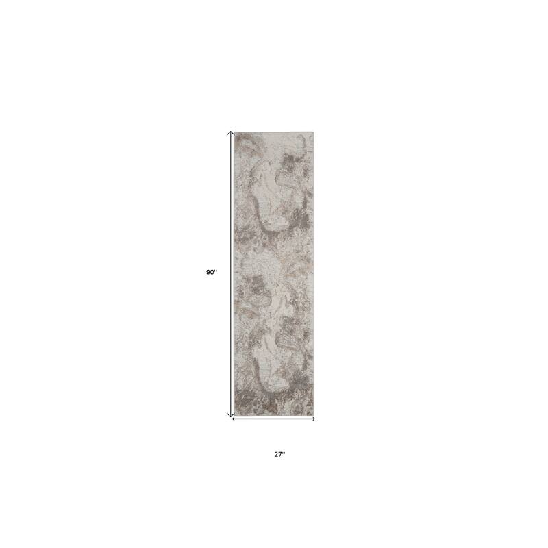 Fozow Abstract Modern Non Skid Stain Resistant Low Pile Area Rug By HomeRoots - 90' X '27' X '0.25