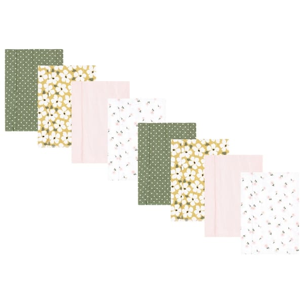 slide 1 of 1, Hudson Baby Boys and Girls Cotton Poly Flannel Burp Cloths 8-Pack, Sage Floral, One Size - Sage Floral 8-Pack - One Size One Size - Sage Floral 8-Pack