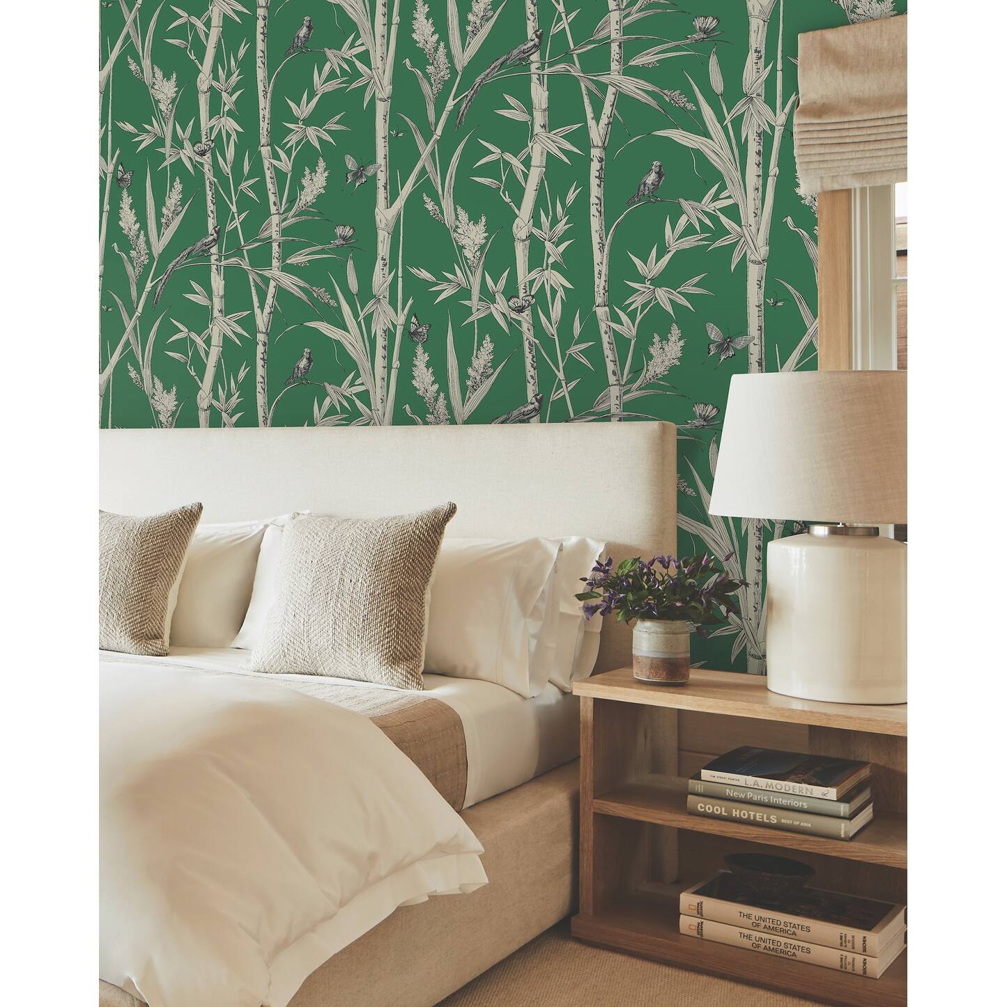 York Wallcoverings Bambou Toile Green Wallpaper Bed Bath & Beyond