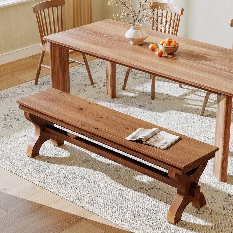 Solid Wood Dining Entryway Shoe Bench, Long Indoor Accent Seat Bench for Dining Room Living Room Hallway