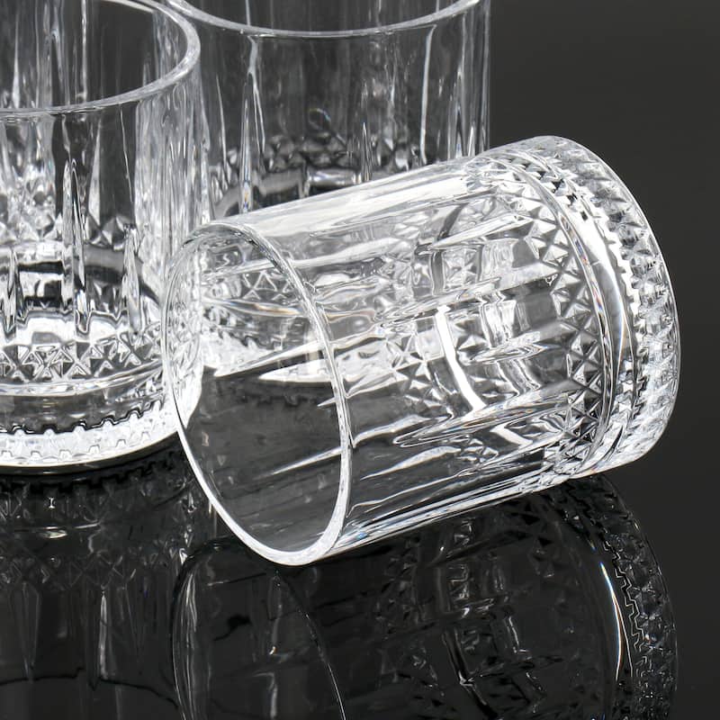 4 Piece 13 Ounce Iceberg Embossed Double Old-Fashioned Glass Set