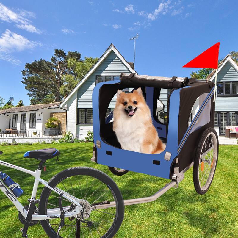 Durable Dog Bike Trailer with 20-Inch Wheels, Zippered Mesh Doors, and 88lb Capacity