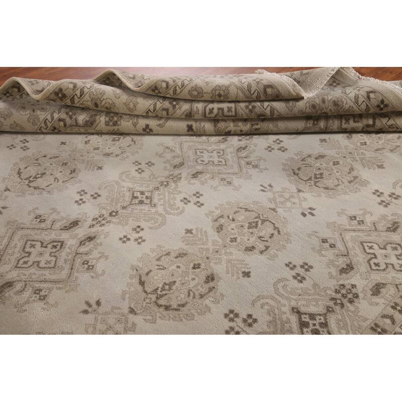 Geometric Oushak Oriental Area Rug Handmade Wool Carpet - 8'10"x 11'11"
