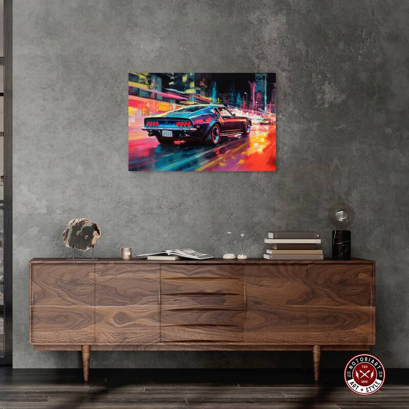 Notoriart Classic Night Drive Gallery Wrapped Car 1 Piece Canvas Wall Art