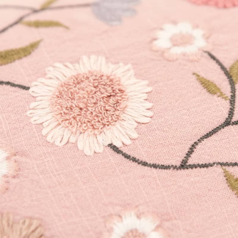 Rizzy Home Light Pink/Blue/Green/White Floral Throw Pillow