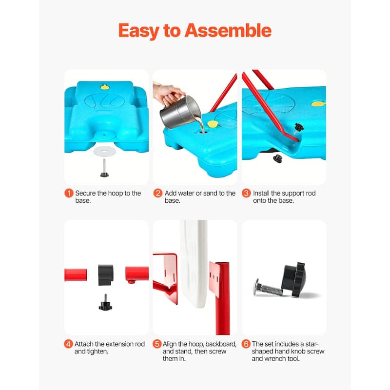 Red Blue Steel Adjustable Kids Basketball Hoop with 3 Balls