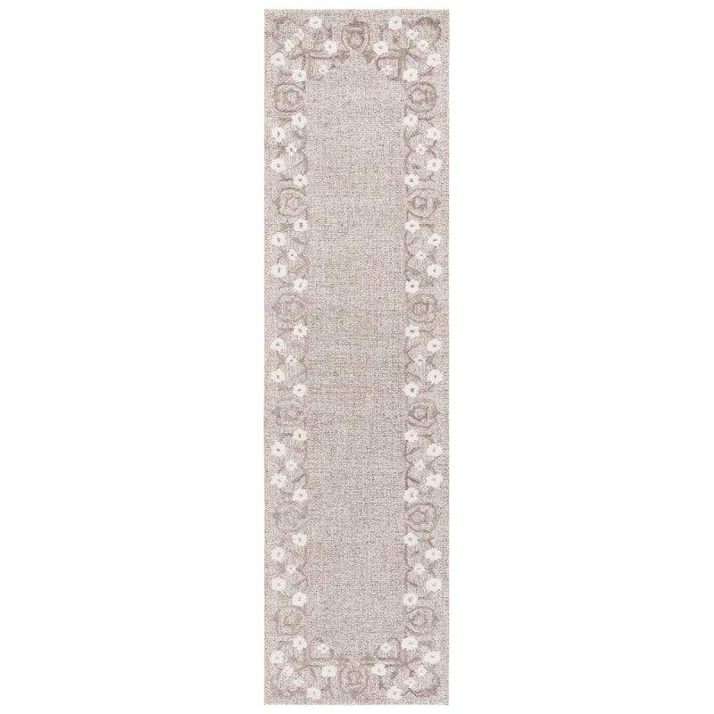 SAFAVIEH Handmade Ebony Vasilij Modern & Contemporary Wool Rug - 2'3" x 9' Runner - Grey/Ivory