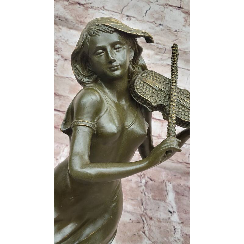 Female Violinist Bronze Sculpture - Classical Music Performer Art