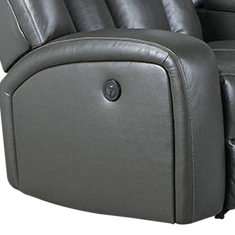 Max 5 Piece Power Recliner Sectional Sofa Set, Vegan Faux Leather, Gray