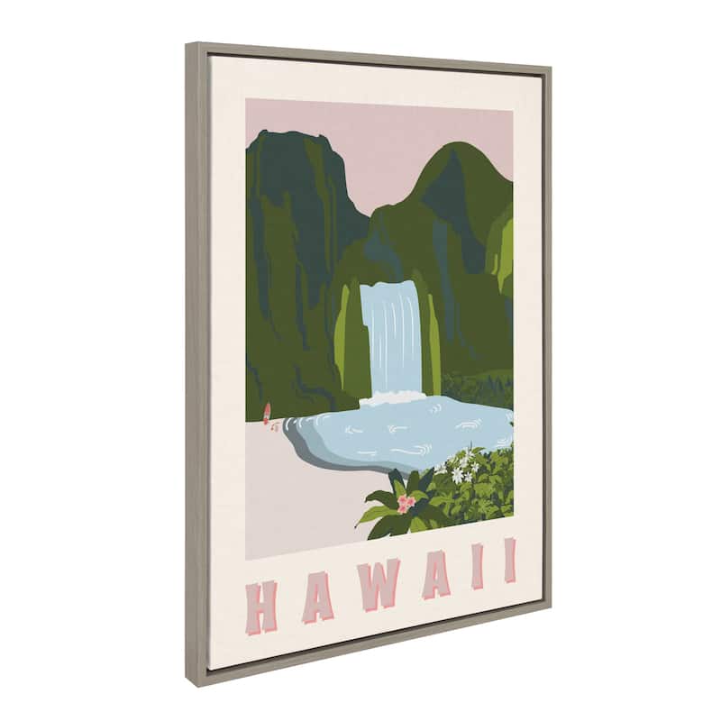 Kate and Laurel Sylvie Travel Poster Hawaii Framed Canvas by Chay O.
