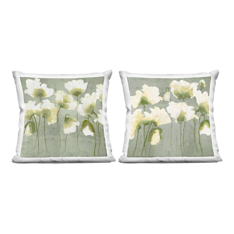 Stupell Charming White Blooms Decorative Printed Throw Pillow Design by Vanessa Austin (Set of 2) - Pillow Sets - Polyester - Green - Set of 2