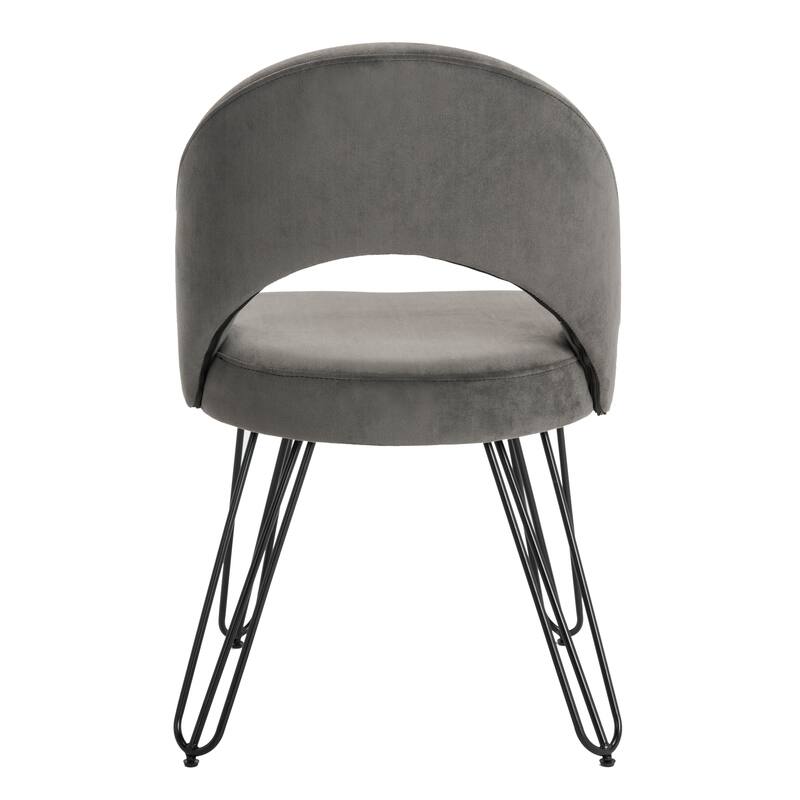 SAFAVIEH Jora Velvet Retro Dark Grey Side Chair (Set of 2) - 21.3" x 24.3" x 31.8"