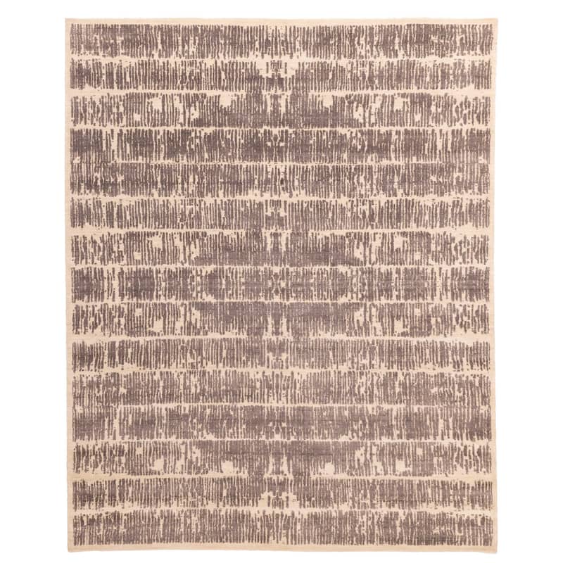 ECARPETGALLERY Hand Loomed Elysian Dark Grey Wool Rug - 8'1 x 10'1
