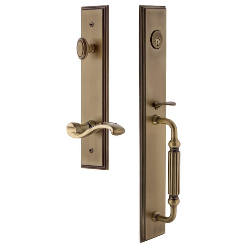 Grandeur Carre Solid Brass Rose Right Handed Keyed Entry Single - Vintage Brass