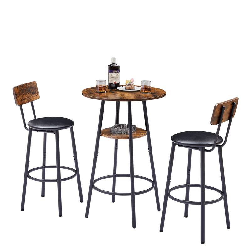 Chichoice Round Upholstered Bar Stool Set of 2 with Table