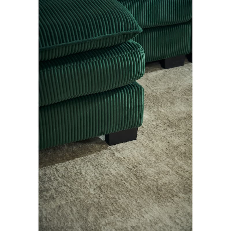 Green 118.1" Luxurious U-Shaped 6-Seater Sofa with Ottoman
