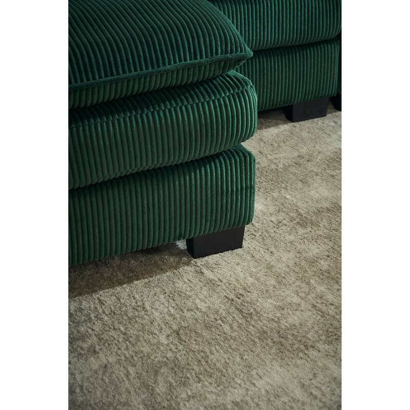 Modern Corduroy Sofa with Spring Supported Cushions and Pillows and Wood Frame for Living Room and Guest Room