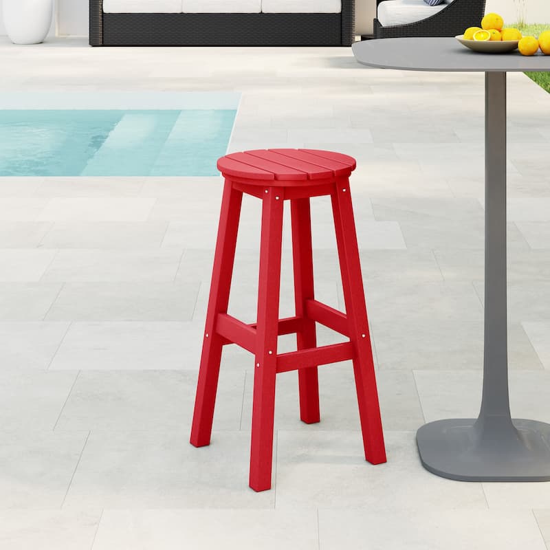Laguna Hdpe All Weather Outdoor Patio 29" Round Bar Stool - Red