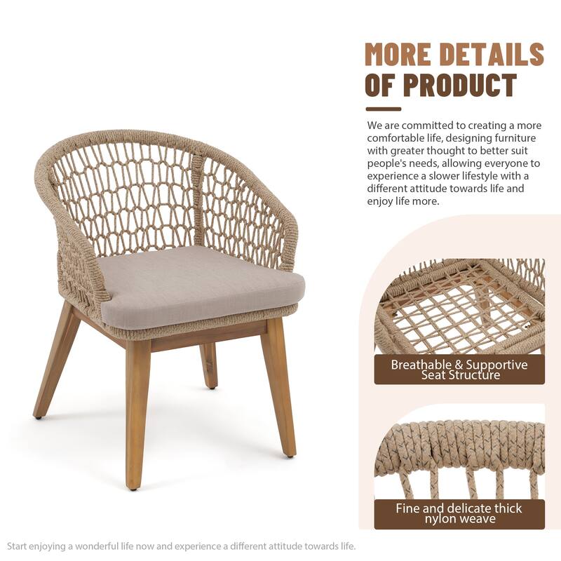 Expandable Aluminum Outdoor Dining Table with 6 Rope Woven Chairs