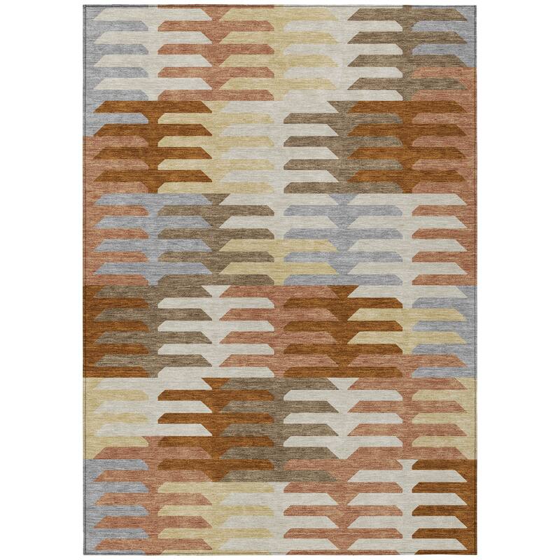 Machine Washable Indoor/ Outdoor Modern Stacks Chantille Rug