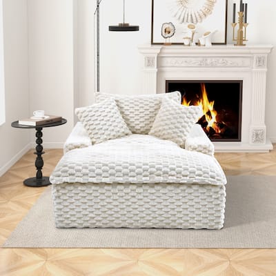 51" Oversized Chaise Lounge Upholstered Chair Indoor Single Sofa with 2 Pillows for Living Room Bedroom