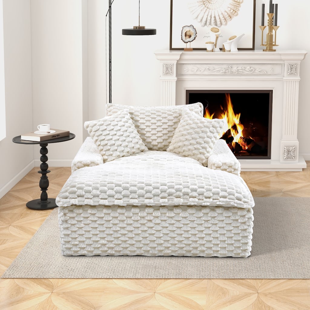 51" Oversized Chaise Lounge Upholstered Chair Indoor Single Sofa with 2 Pillows for Living Room Bedroom