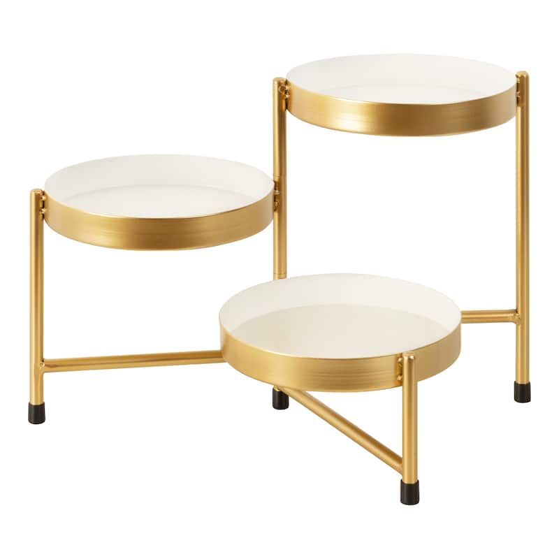 Kate and Laurel Finn Tiered Tabletop Planter - 7.25x7.25x10 - White/Gold