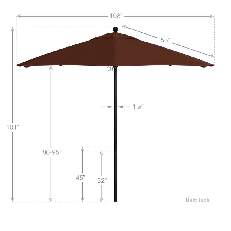 California Umbrella 9' Rd. Aluminum Frame, Fiberglass Rib Market Umbrella with Olefin Fabric, Base Not Included