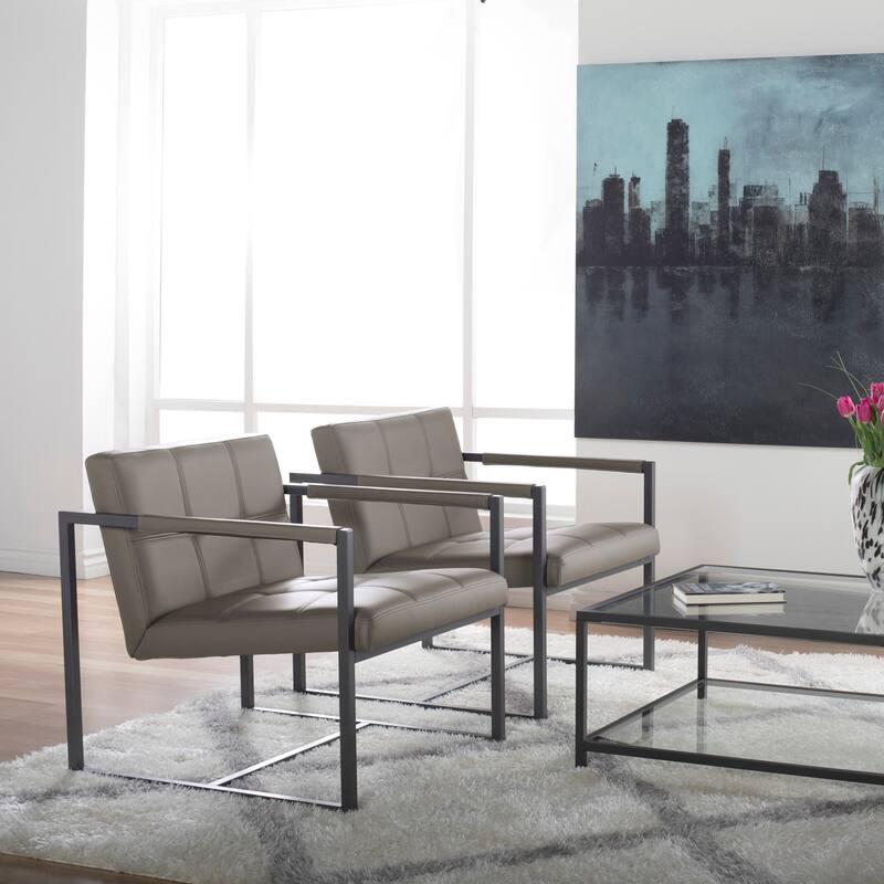 Studio Designs Home Camber Bonded Leather and Metal Mid-century Accent Chair