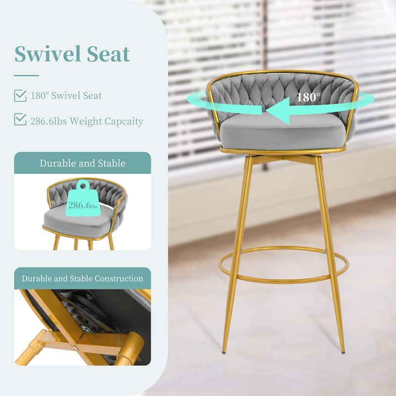 Christopher Knight Home - Lila Modern Gold Finish Swivel Counter Height Bar Stools (Set of 2 )