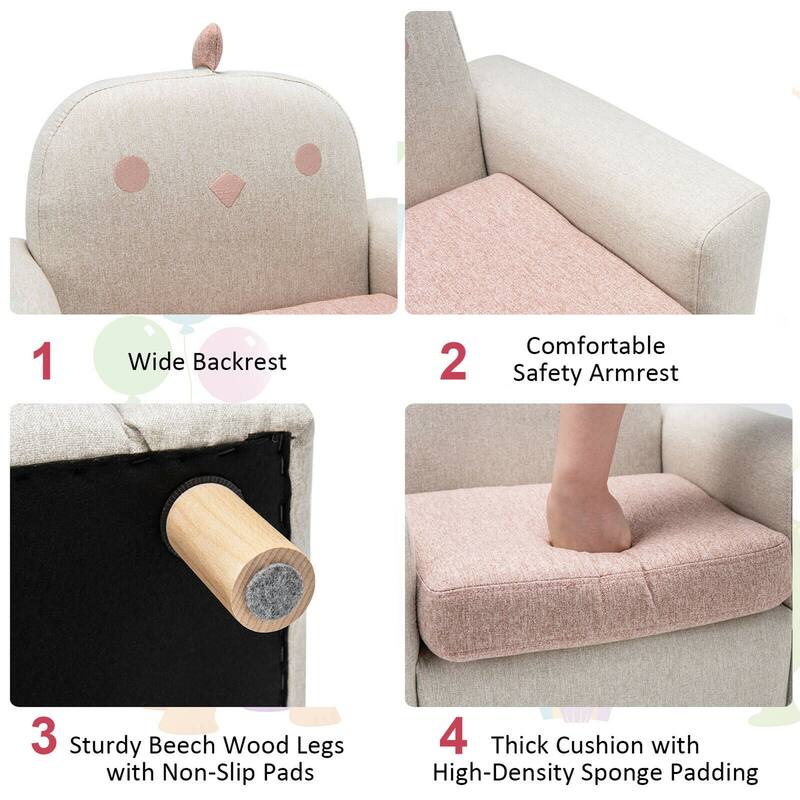 Gymax Kids Dinosaur/Panda/Chick Sofa Wooden Armrest Chair Couch w/