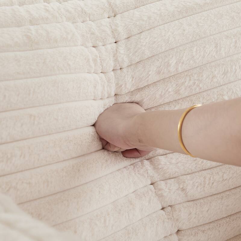 Rossetta 50"L Modern Backrest Pillow Design Fluffy Corduroy Sponge Single Sofa, No Assembly Required