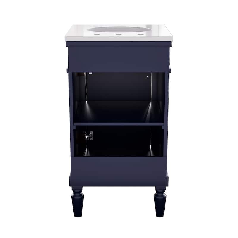 19-Inch Vintage Solid Wood Bathroom Vanity with Sink – Compact Design for Small Spaces