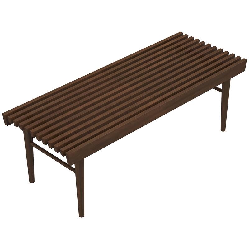 GDFStudio - Mia Mid-Century Modern 47.2" Wide Solid Wood Bench with Natural Walnut Stain Finish - 47.2"W